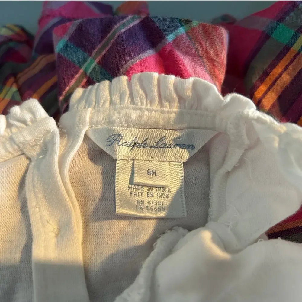 Ralph Lauren Smocked Plaid Cap Sleeve Dress – Baby Girl 6 Months